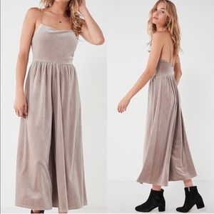 UO Emmabella Velvet Straight-Neck Jumpsuit
